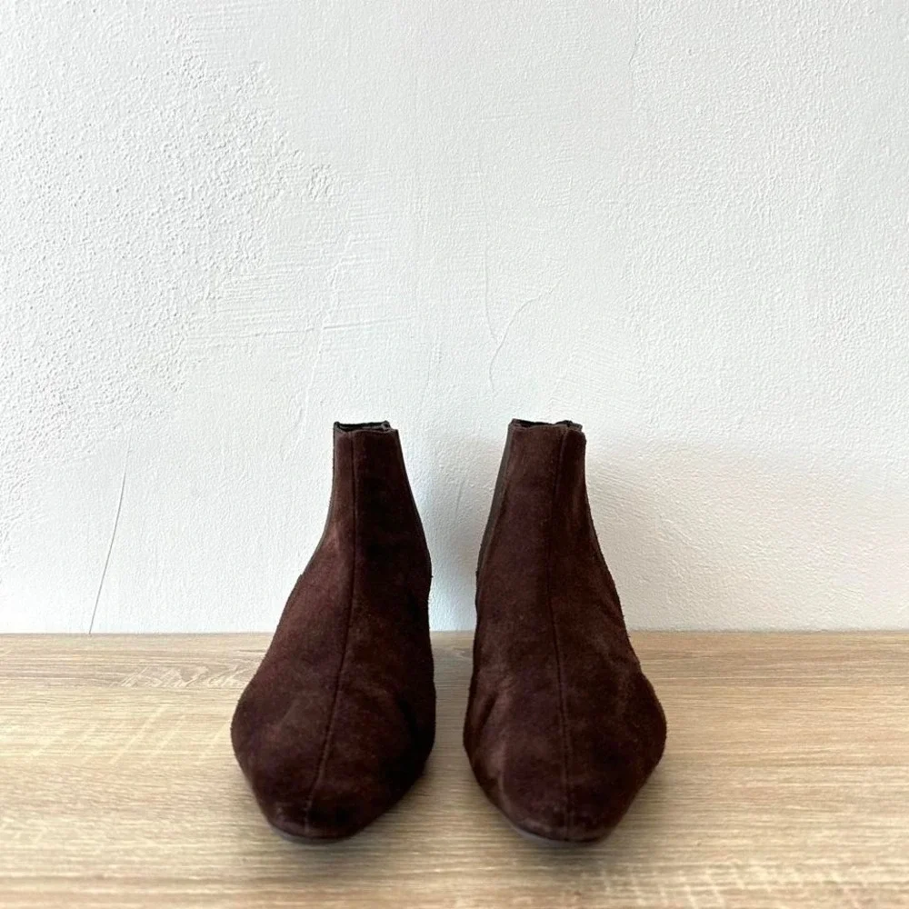Vintage pointed toe kitten heel maroon boots size 8.5 - Picture 3 of 8